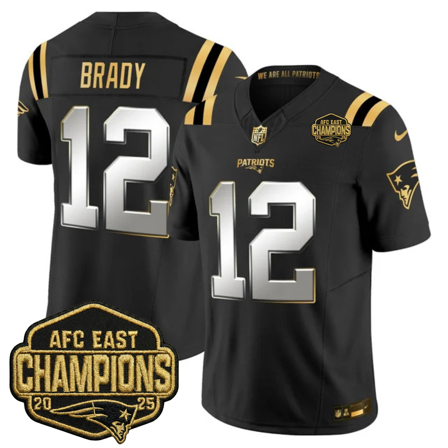 NE 2025 AFC East Champions Gold Vapor Limited Jersey - All Stitched