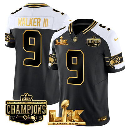 SEA NFC Champs & S.B LX Patch Gold Vapor Limited Jersey - All Stitched