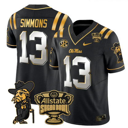 Ole Miss Rebels 2025 Gold Vapor Limited Jersey - Sugar Bowl Patch - All Stitched