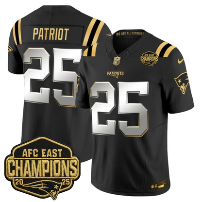 NE 2025 AFC East Champions Gold Vapor Limited Jersey - All Stitched