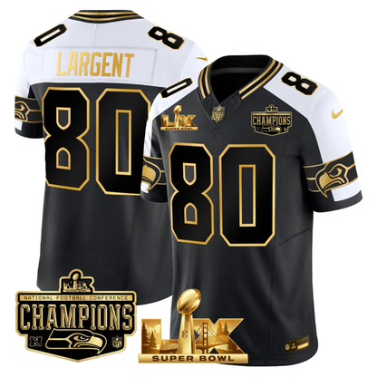 SEA NFC Champs & S.B LX Patch Gold Vapor Limited Jersey - All Stitched