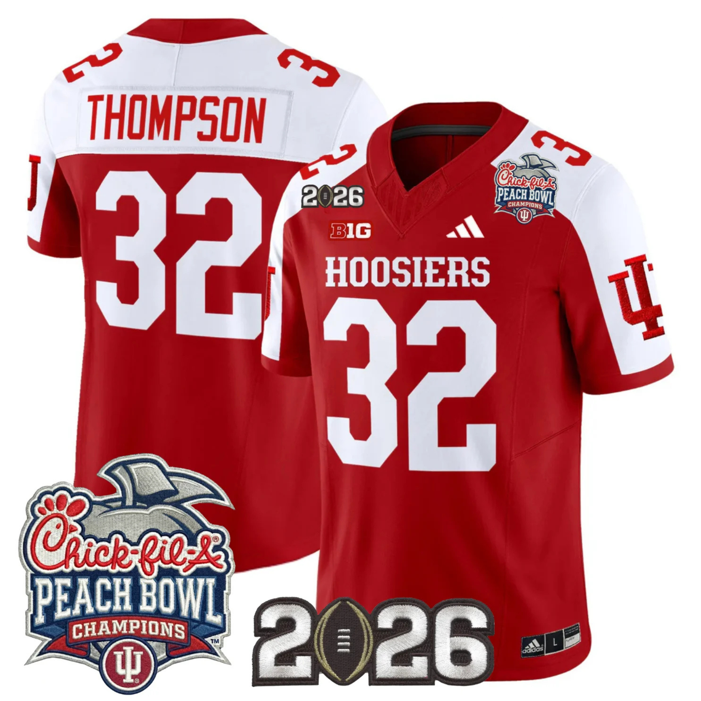Indiana Hoosiers Peach Bowl Champions & 2026 CFP Finals Patch Vapor Limited Jersey V1 - All Stitched
