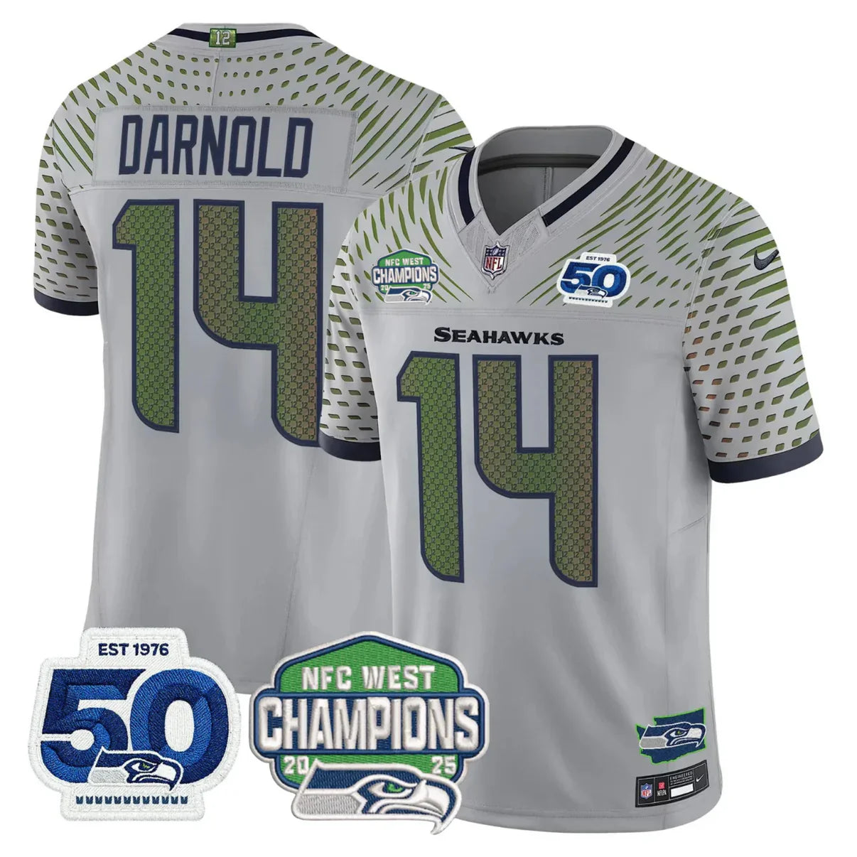 SEA 50th & NFC West Champions Patch Gold Vapor Limited Jersey - All Stitched