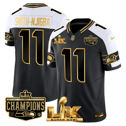 SEA NFC Champs & S.B LX Patch Gold Vapor Limited Jersey - All Stitched