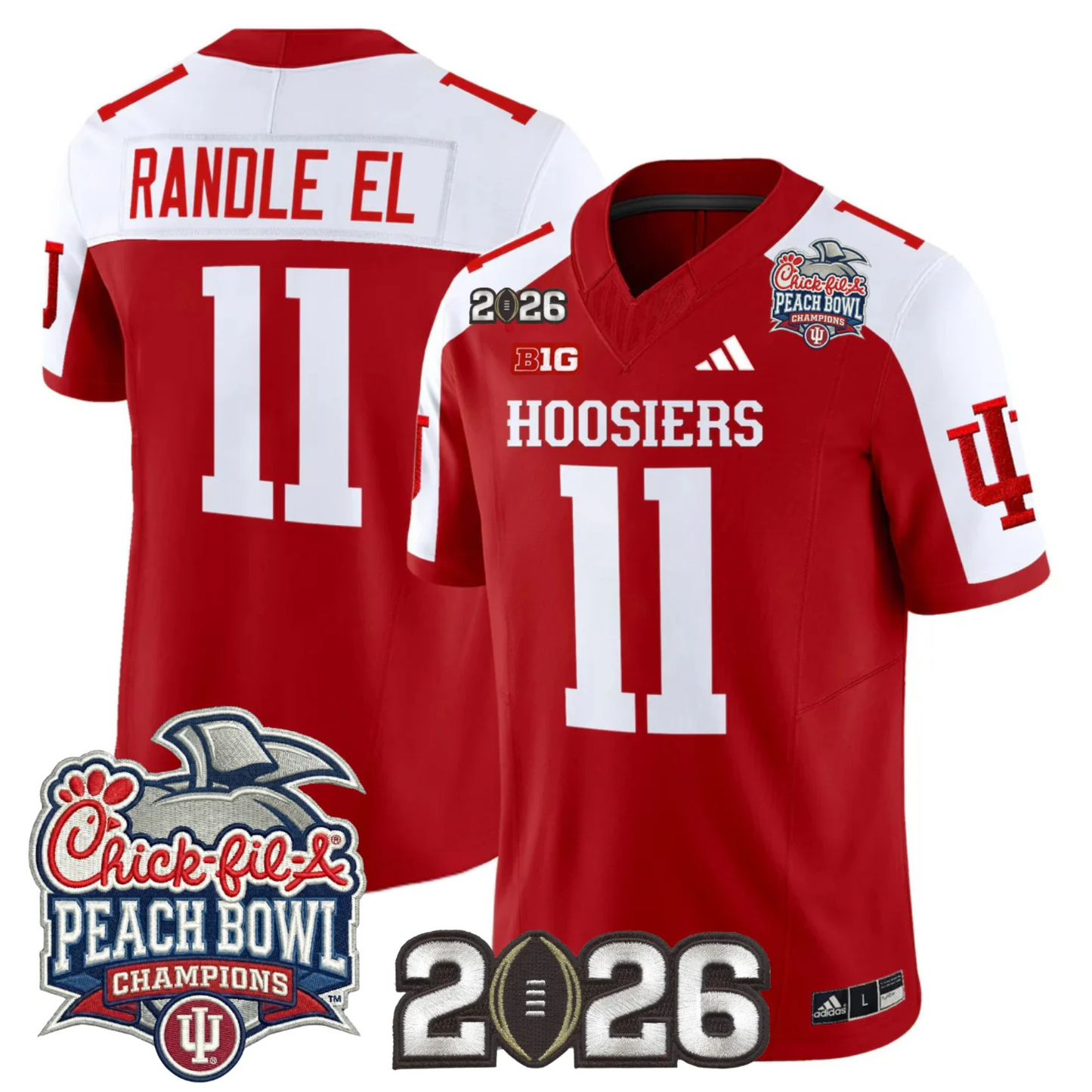 Indiana Hoosiers Peach Bowl Champions & 2026 CFP Finals Patch Vapor Limited Jersey V1 - All Stitched