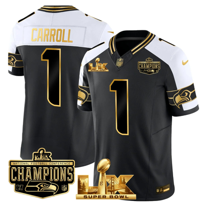 SEA NFC Champs & S.B LX Patch Gold Vapor Limited Jersey - All Stitched