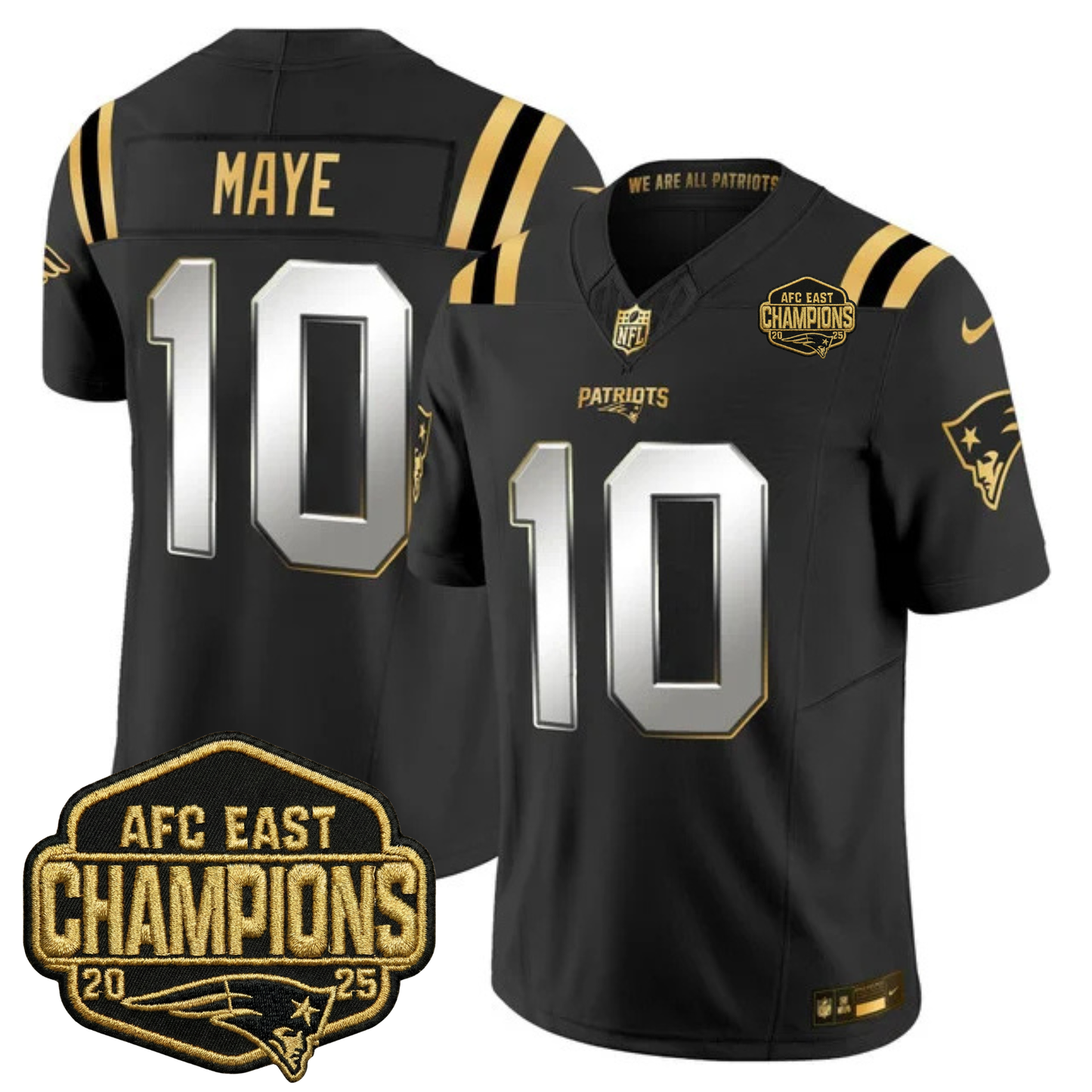 NE 2025 AFC East Champions Gold Vapor Limited Jersey - All Stitched