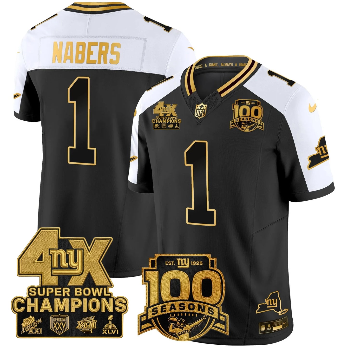 NYG 4X Champions & 100th Season Patch Limited Edition - Stitched (2)