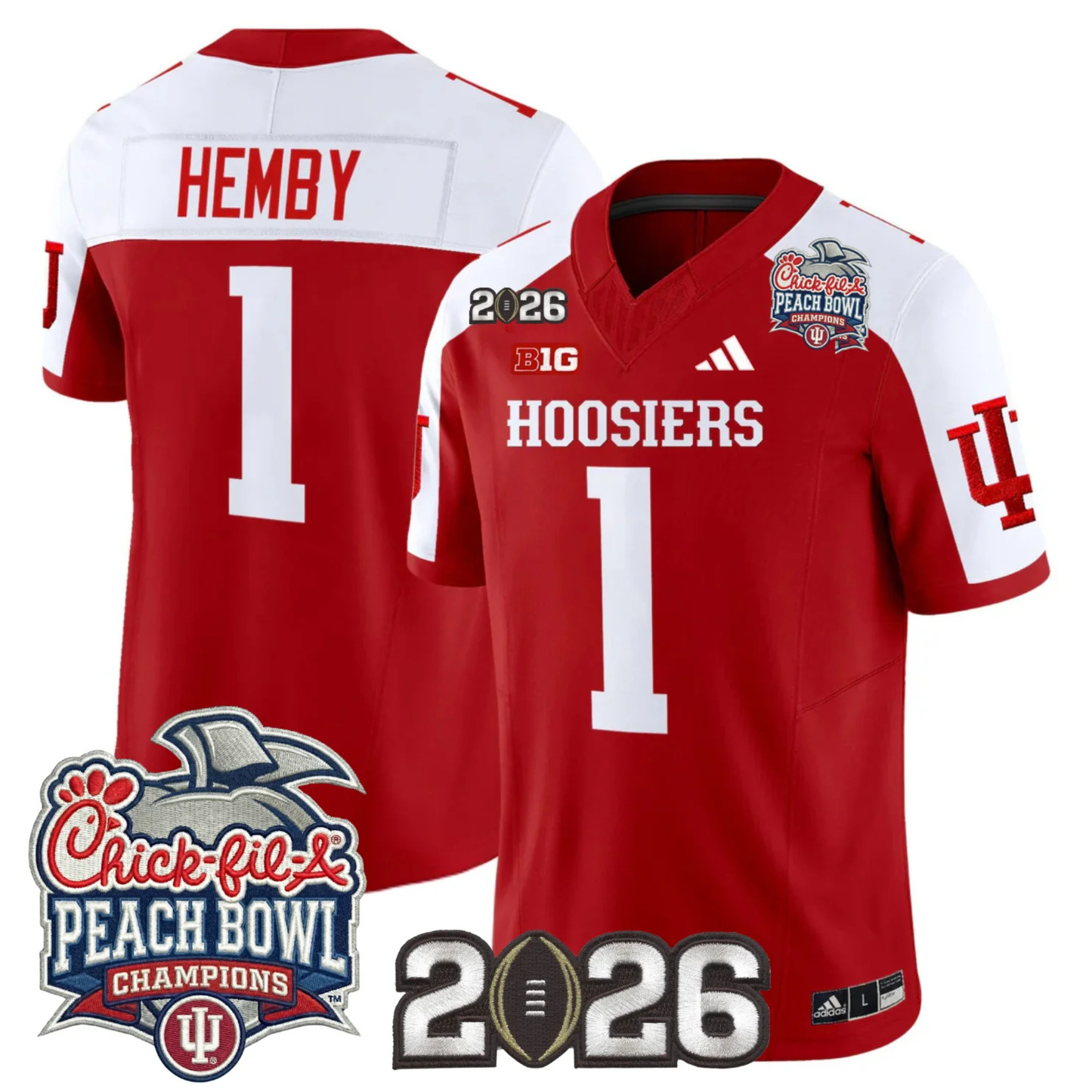 Indiana Hoosiers Peach Bowl Champions & 2026 CFP Finals Patch Vapor Limited Jersey V1 - All Stitched