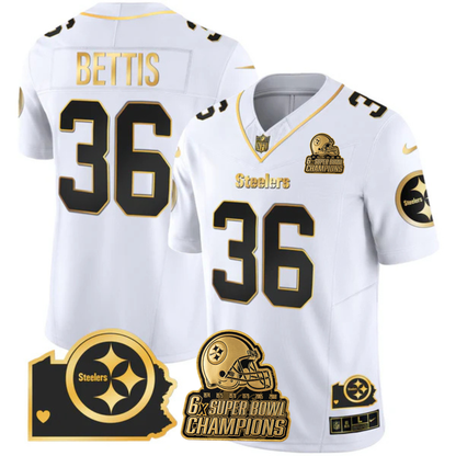 PIT 6-Time Champions Home Patch Gold Vapor Limited Jersey - All Stitched