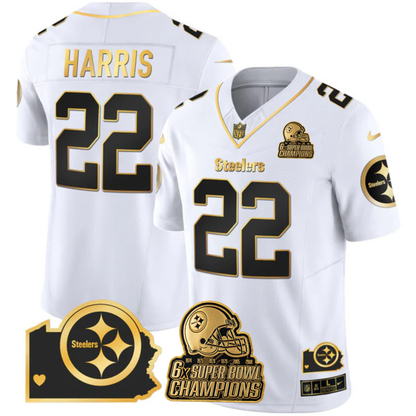 PIT 6-Time Champions Home Patch Gold Vapor Limited Jersey - All Stitched