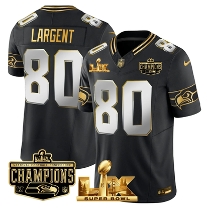 SEA NFC Champs & S.B LX Patch Gold Vapor Limited Jersey - All Stitched