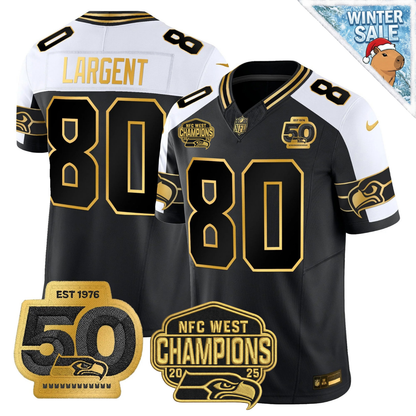 SEA 50th & NFC West Champions Patch Patch Gold Vapor Limited Jersey - Stitched