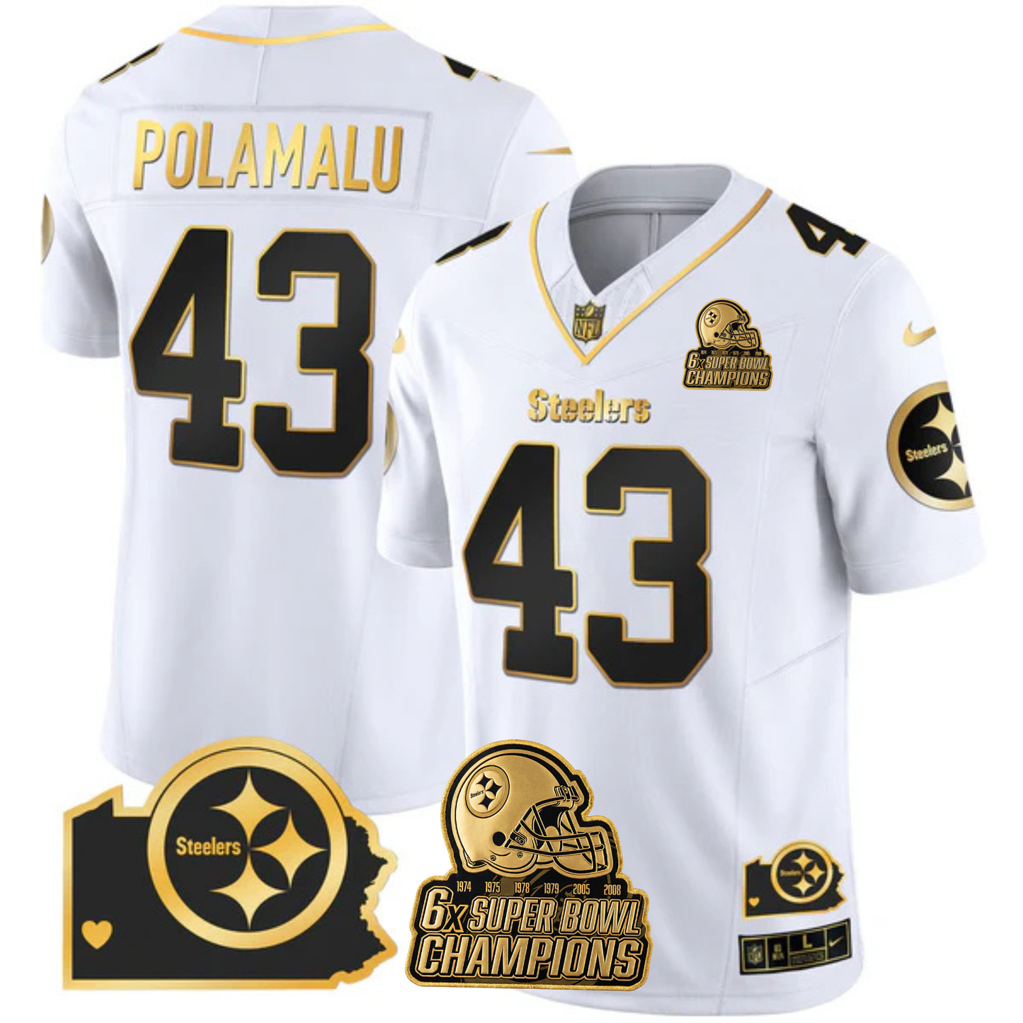PIT 6-Time Champions Home Patch Gold Vapor Limited Jersey - All Stitched