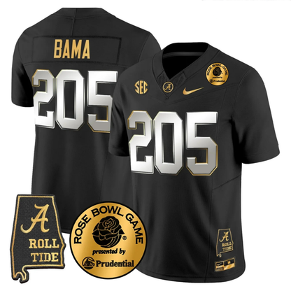 BAMA 2025 Rose Bowl Gold Vapor Limited Jersey - Alabama Map - All Stitched