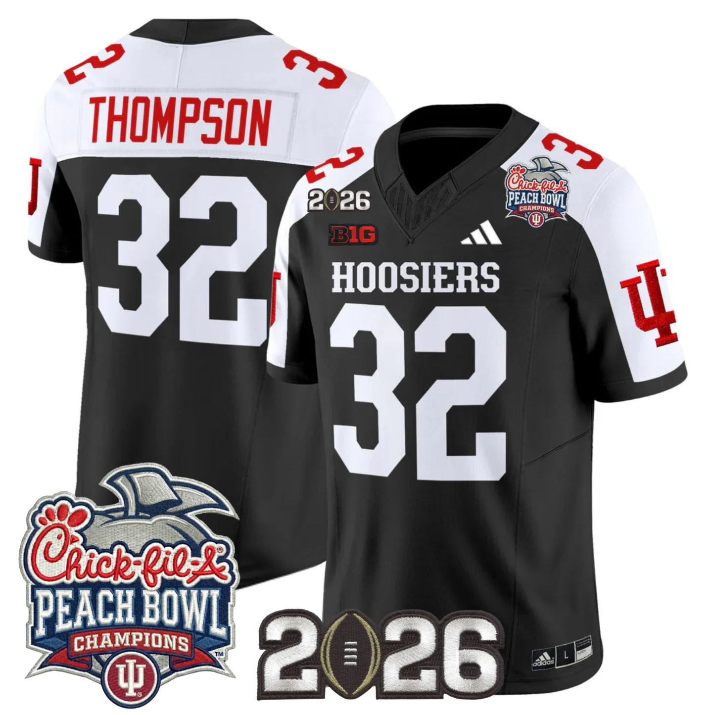 Indiana Hoosiers Peach Bowl Champions & 2026 CFP Finals Patch Vapor Limited Jersey V1 - All Stitched