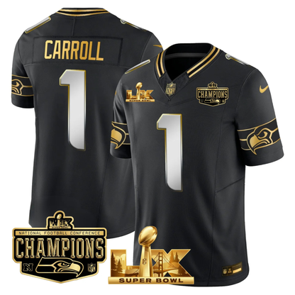 SEA NFC Champs & S.B LX Patch Gold Vapor Limited Jersey - All Stitched