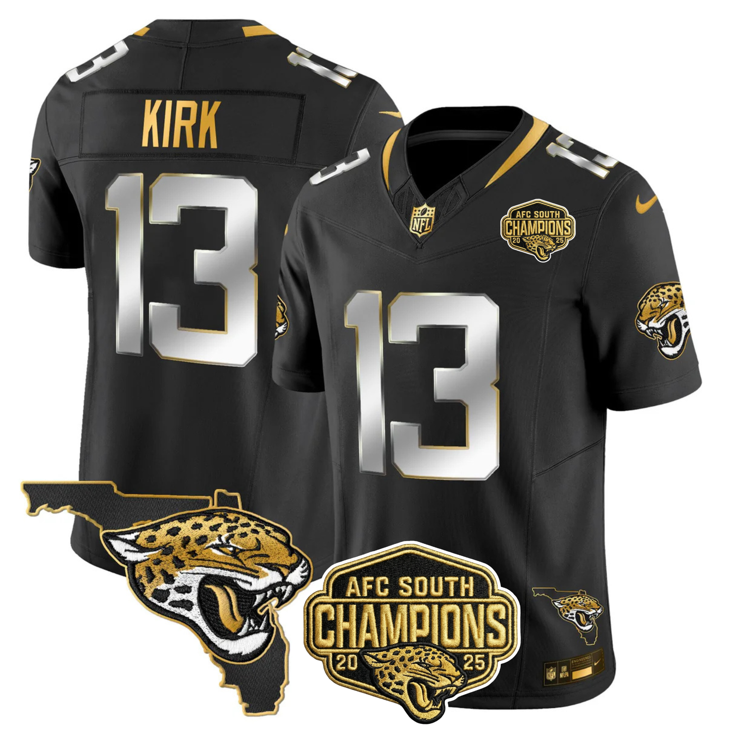 JAX 2025 AFC South Champions Gold Vapor Limited Jersey - All Stitched