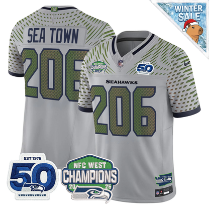 Seattle Seahawks 50th & NFC West Champions Patch Vapor Limited Jersey - Stitched