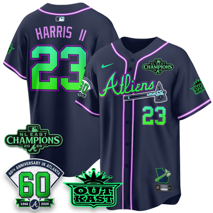 ATL 2026 NL East Champs Atliens Cool Base Galaxy Version Jersey - Stitched