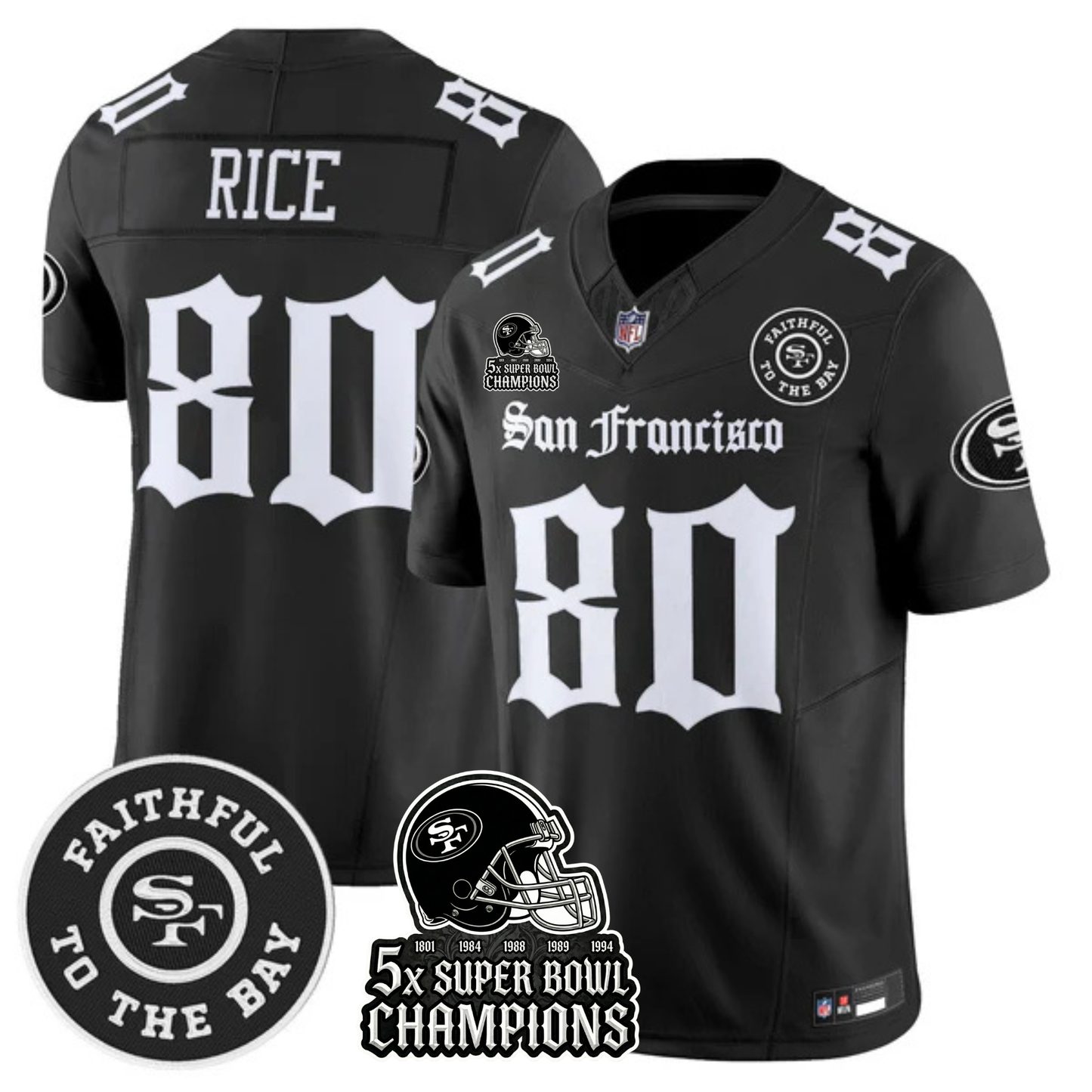SF 5-Time Champions 'Gothic Edition' Vapor Limited Jersey - All Stitched