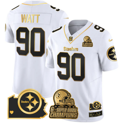PIT 6-Time Champions Home Patch Gold Vapor Limited Jersey - All Stitched