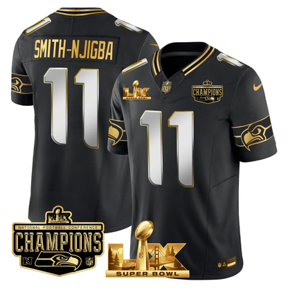 SEA NFC Champs & S.B LX Patch Gold Vapor Limited Jersey - All Stitched