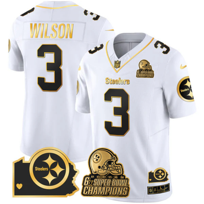 PIT 6-Time Champions Home Patch Gold Vapor Limited Jersey - All Stitched