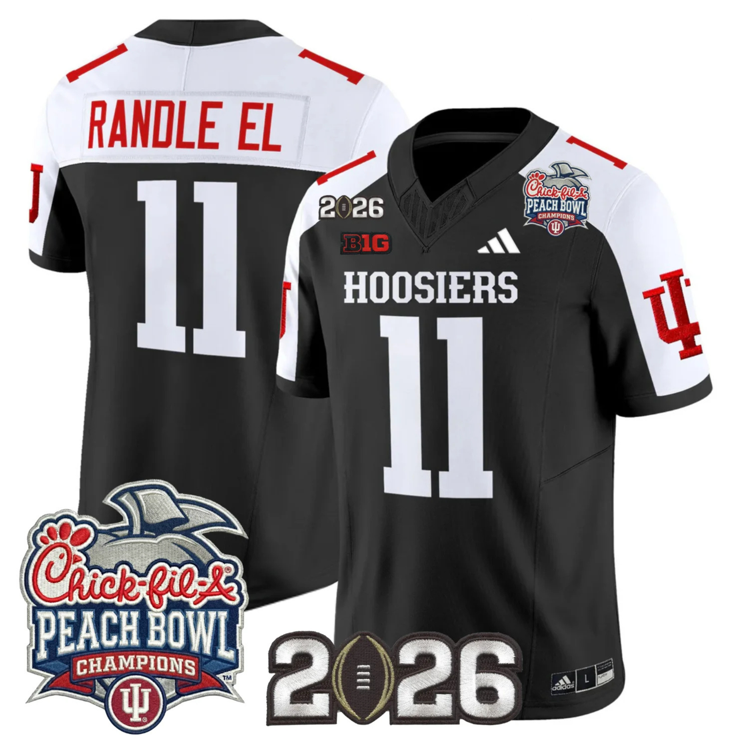 Indiana Hoosiers Peach Bowl Champions & 2026 CFP Finals Patch Vapor Limited Jersey V1 - All Stitched