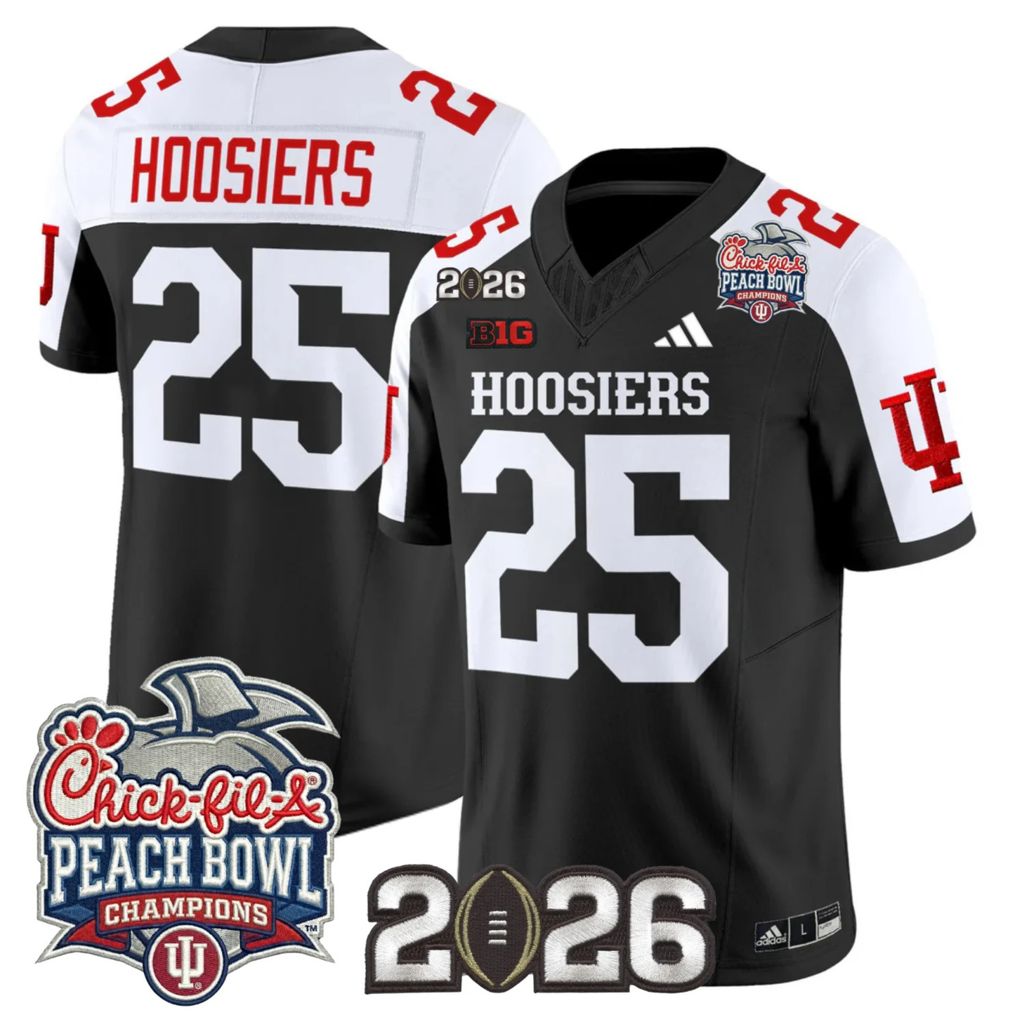 Indiana Hoosiers Peach Bowl Champions & 2026 CFP Finals Patch Vapor Limited Jersey V1 - All Stitched