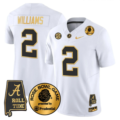 BAMA 2025 Rose Bowl Gold Vapor Limited Jersey - Alabama Map - All Stitched