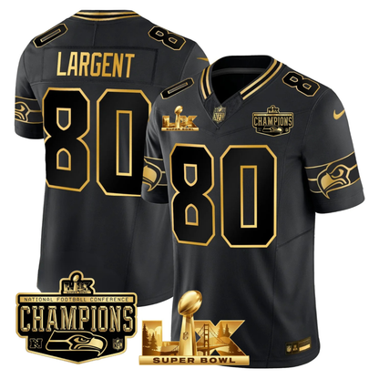 SEA NFC Champs & S.B LX Patch Gold Vapor Limited Jersey - All Stitched