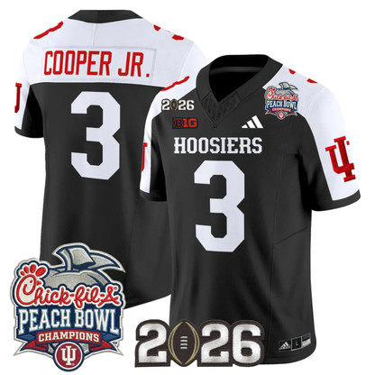 Indiana Hoosiers Peach Bowl Champions & 2026 CFP Finals Patch Vapor Limited Jersey V1 - All Stitched