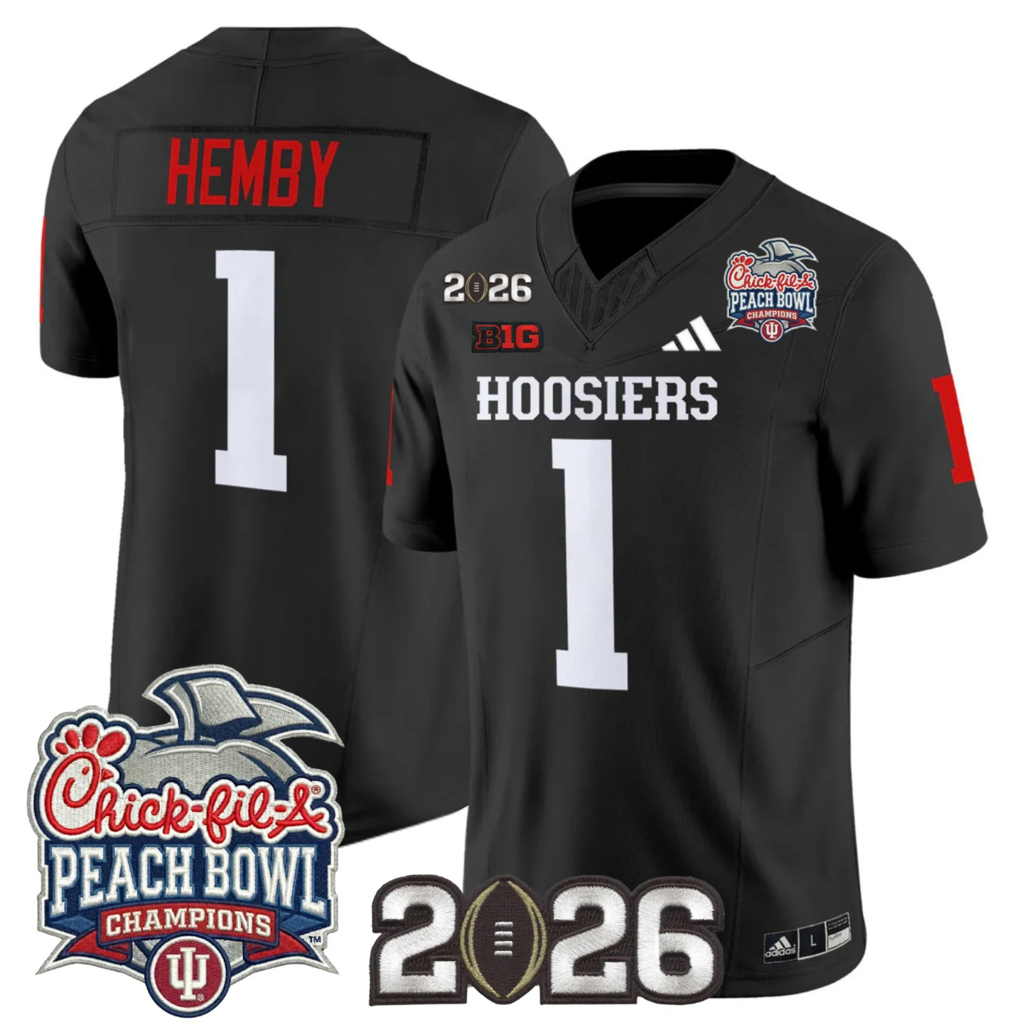 Indiana Hoosiers Peach Bowl Champions & 2026 CFP Finals Patch Vapor Limited Jersey V1 - All Stitched