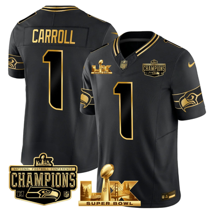 SEA NFC Champs & S.B LX Patch Gold Vapor Limited Jersey - All Stitched
