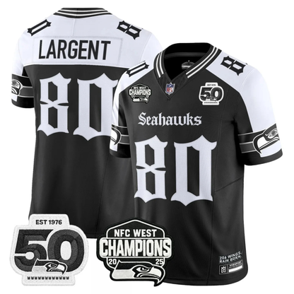 Seattle Seahawks 50th & NFC West Champions Patch Gothic Edition Jersey - Stitched