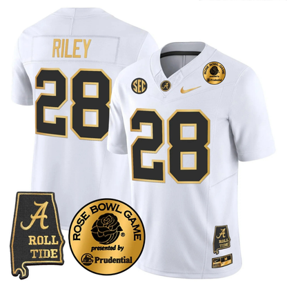 BAMA 2025 Rose Bowl Gold Vapor Limited Jersey - Alabama Map - All Stitched