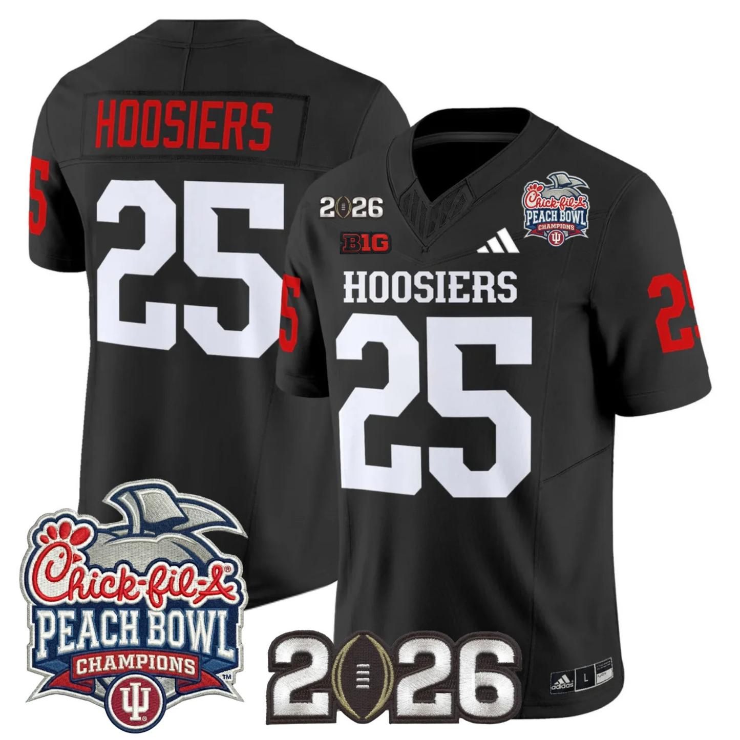 Indiana Hoosiers Peach Bowl Champions & 2026 CFP Finals Patch Vapor Limited Jersey V1 - All Stitched