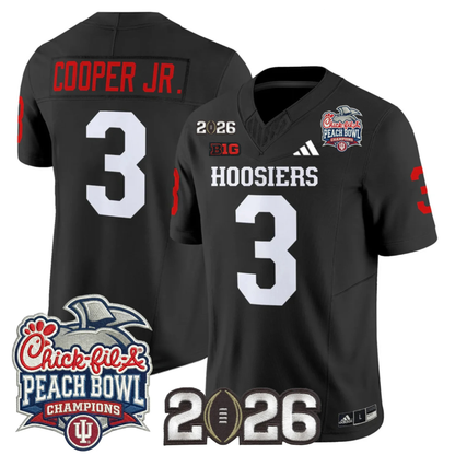 Indiana Hoosiers Peach Bowl Champions & 2026 CFP Finals Patch Vapor Limited Jersey V1 - All Stitched