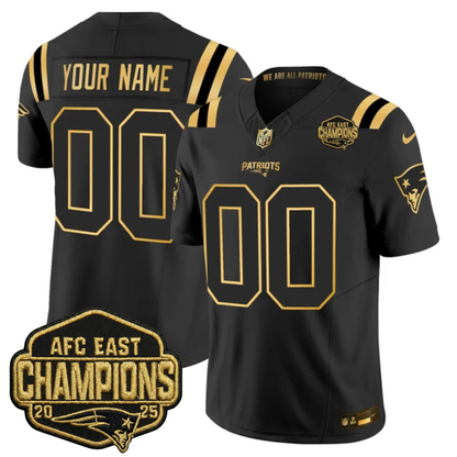 NE 2025 AFC East Champions Gold Vapor Limited Custom Jersey - All Stitched