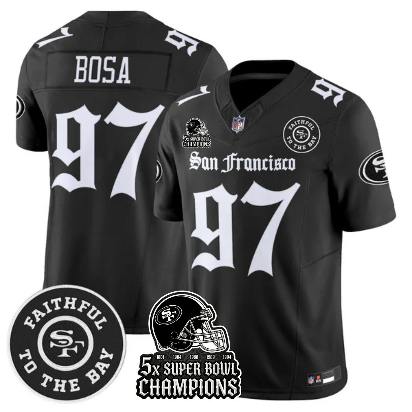 SF 5-Time Champions 'Gothic Edition' Vapor Limited Jersey - All Stitched