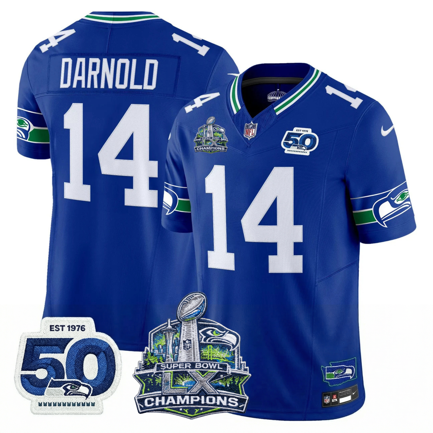 SEA S.Bowl LX Champions Patch Vapor Limited Jersey - All Stitched