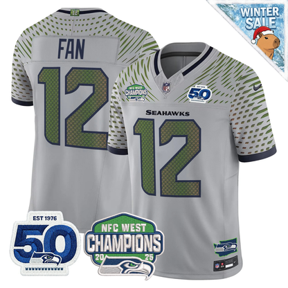 Seattle Seahawks 50th & NFC West Champions Patch Vapor Limited Jersey - Stitched