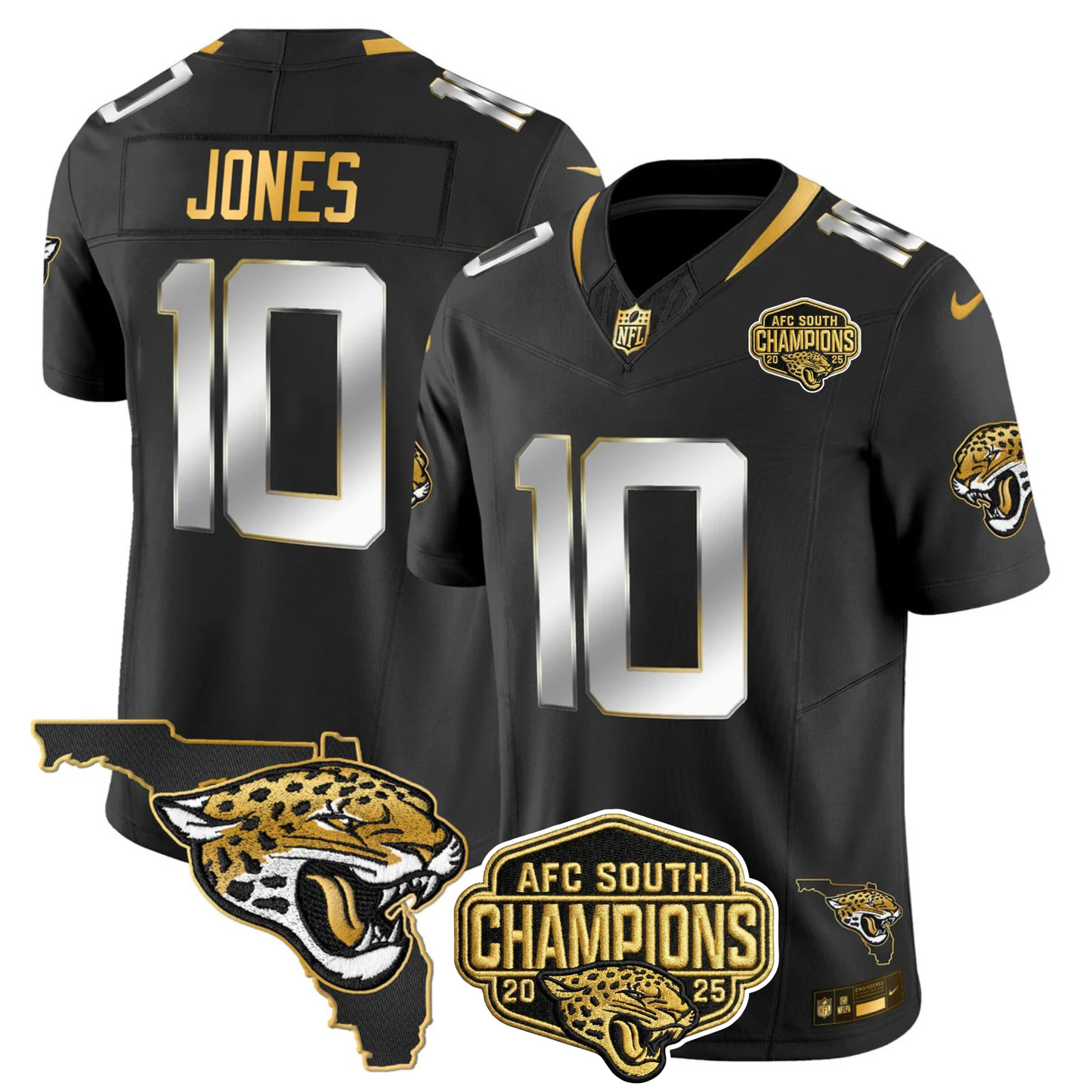 JAX 2025 AFC South Champions Gold Vapor Limited Jersey - All Stitched
