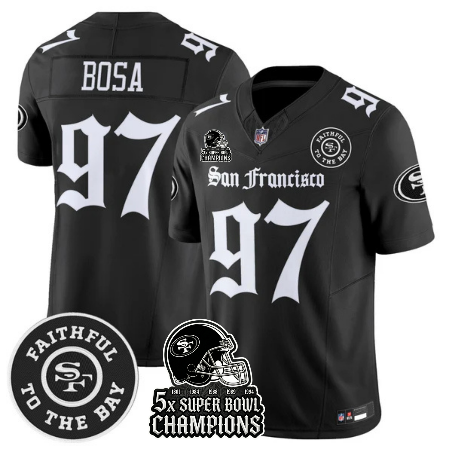 SF 5-Time Champions 'Gothic Edition' Vapor Limited Jersey - All Stitched