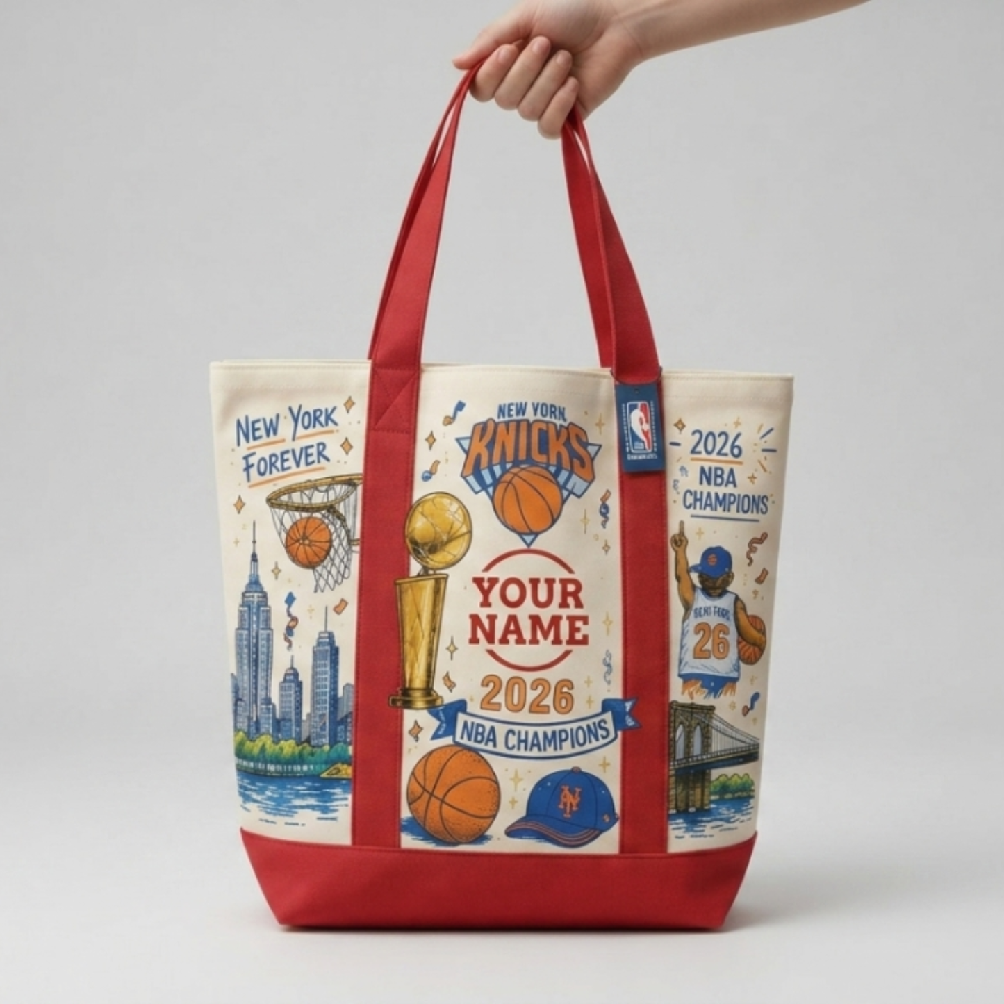 NYK 2026 Basketball Champions Custom Printed Canvas Tote Bag