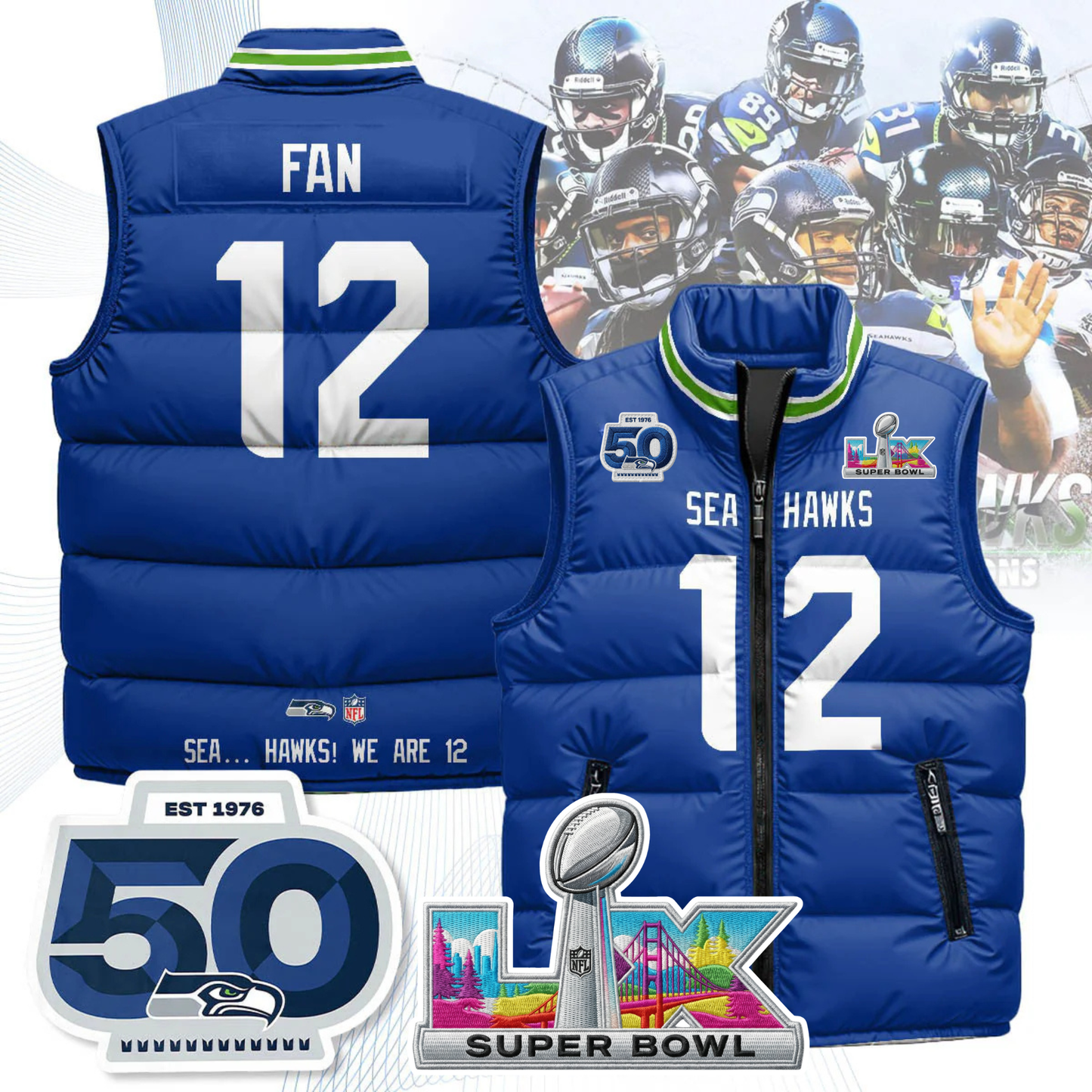 SEA NFC Champions Patch Unisex Puffer Vest