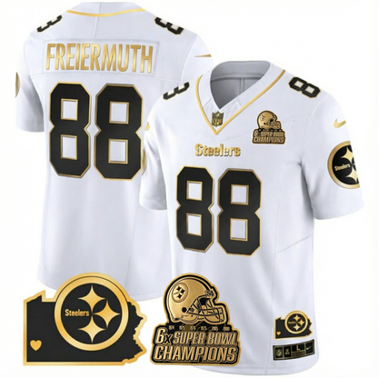 PIT 6-Time Champions Home Patch Gold Vapor Limited Jersey - All Stitched