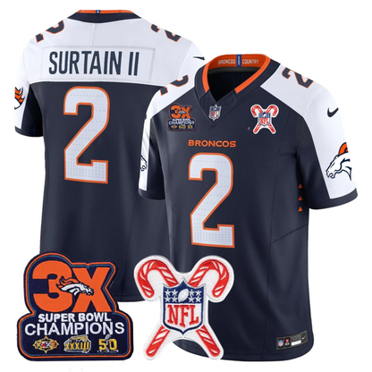DEN 3-Time Champions & Christmas Patch Vapor Limited Jersey - All Stitched