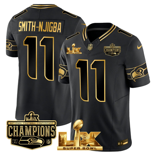 SEA NFC Champs & S.B LX Patch Gold Vapor Limited Jersey - All Stitched